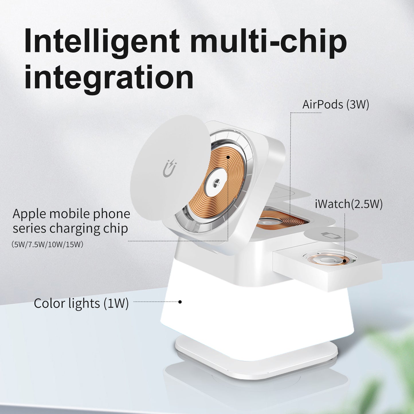 4-in-1 Magnetic Rotatable Fast Wireless Charger iPhone iWatch AirPods