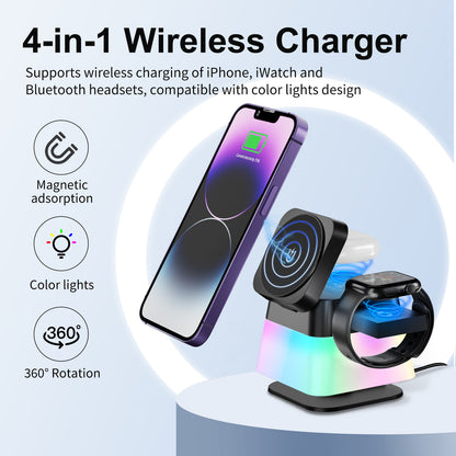 4-in-1 Magnetic Rotatable Fast Wireless Charger iPhone iWatch AirPods
