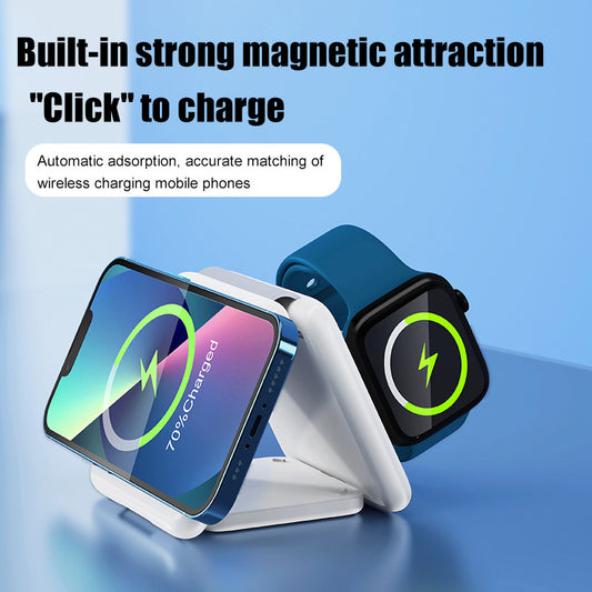 3-in-1 Magnetic Wireless Charging Station – Fast, Foldable & Portable