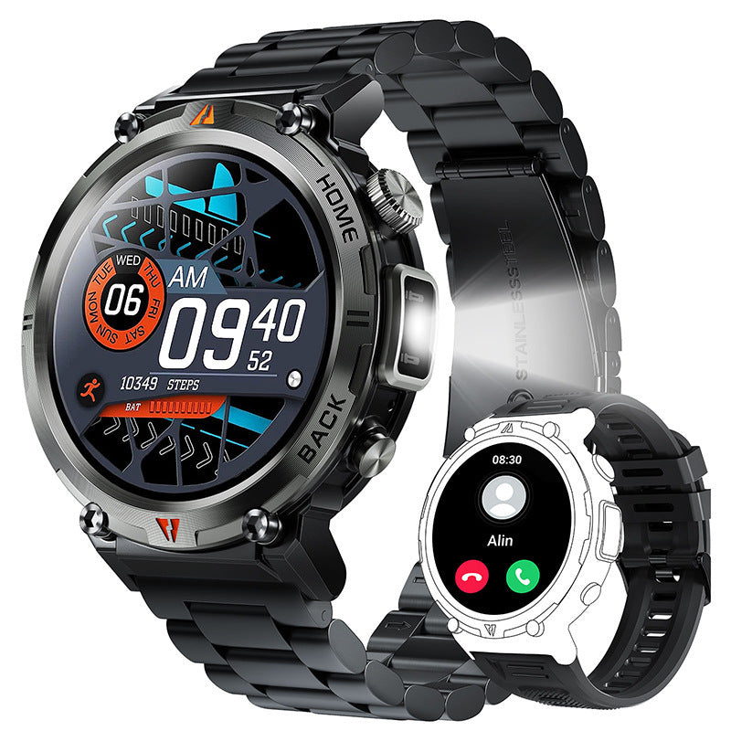 Bluetooth Military Smartwatch with LED Flashlight