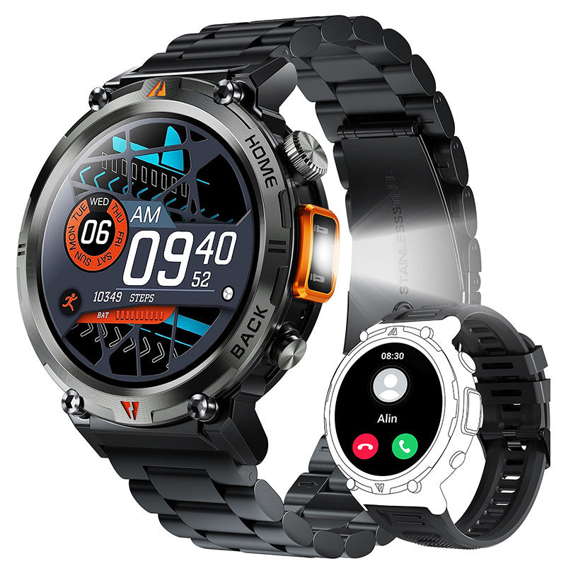 Bluetooth Military Smartwatch with LED Flashlight